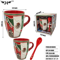 MUG GIFT SET - MEXICO VIEW CUP WITH SPOON 24PC/CS