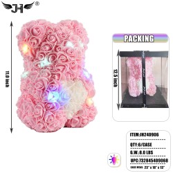 ROSE BEAR - LIGHT UP PINK BEAR WITH WHITE HEART 12