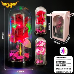 GLASS DOME - LIGHT UP ROSE FLOWER 2 COLORS 8.5 GLASS DOME - LIGHT UP ROSE FLOWER 2 COLORS 8.5