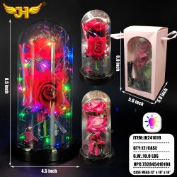 GLASS DOME - LIGHT UP 2 ROSES FLOWER 2 COLOR 8.5 GLASS DOME - LIGHT UP 2 ROSES FLOWER 2 COLOR 8.5