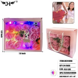FLOWER GIFT SET - LIGHT UP BEAR & ROSE GIFT BOX (4PC) 6BX/CS
