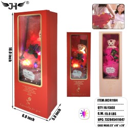 FLOWER GIFT SET - ROSES & BEAR IN GIFT BOX 24PC/CS