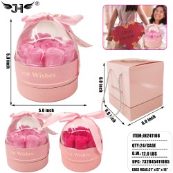 FLOWER GIFT SET - PINK ROSE FLOWER GIFT BOX (6PC) 4BX/CS