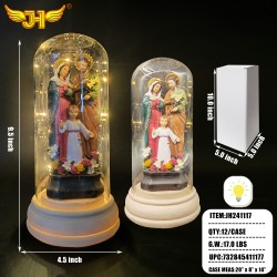 GLASS DOME - LIGHT UP RELIGIOUS HOLY FAMILY 9.5