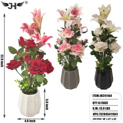 POT FLOWER - 22" ORCHID MIX COLOR 6PC/CS