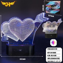 3D OPTICAL ILLUSION NIGHT LAMP - HEART & ARROW 24PC/CS