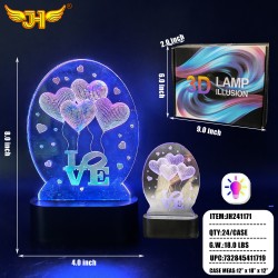 3D OPTICAL ILLUSION NIGHT LAMP - LOVE BALLOON 24PC/CS