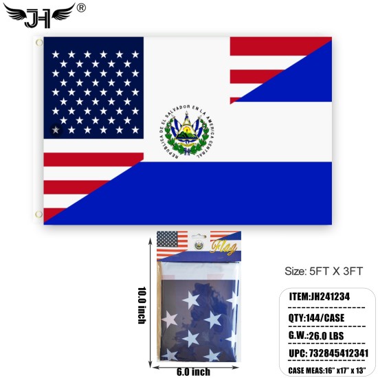 FLAG - 3FTx5FT SALVADOR & USA 6DZ/2BX/12DZ/CS