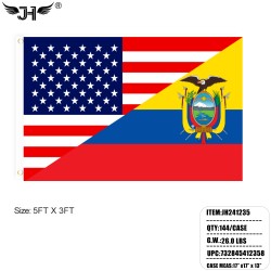 FLAG - 3FTx5FT # ECUADOR & USA 6DZ/2BX/12DZ/CS