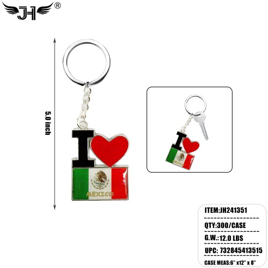 COUNTRY KEY CHAIN - #19 I LOVE MEXICO 25DZ/CS