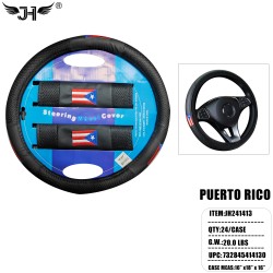 CAR STEERING WHEEL COVER - PUERTO RICO FLAG (6PC/BG) 4BG/CS