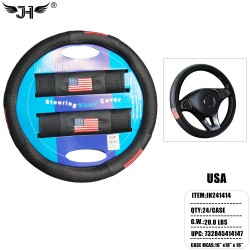 CAR STEERING WHEEL COVER - AMERICA FLAG (6PC/BG) 4BG/CS