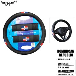 CAR STEERING WHEEL COVER - DOMINICAN REP FLAG (6PC/BG) 4BG/CS