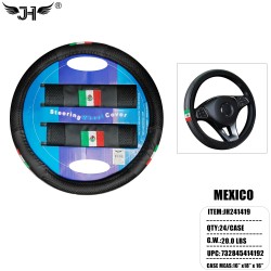 CAR STEERING WHEEL COVER - MEXICO FLAG (6PC/BG) 4BG/CS