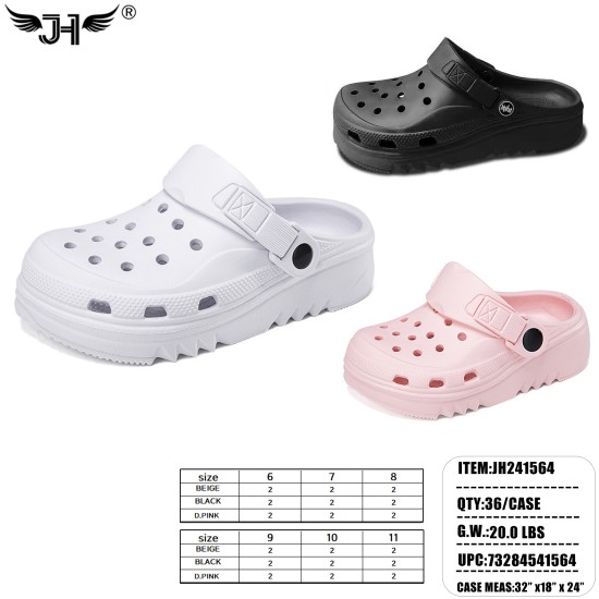 WOMENS CLOG SHOES 3 COLORS MIX 12PC/3BG/36PC/CS