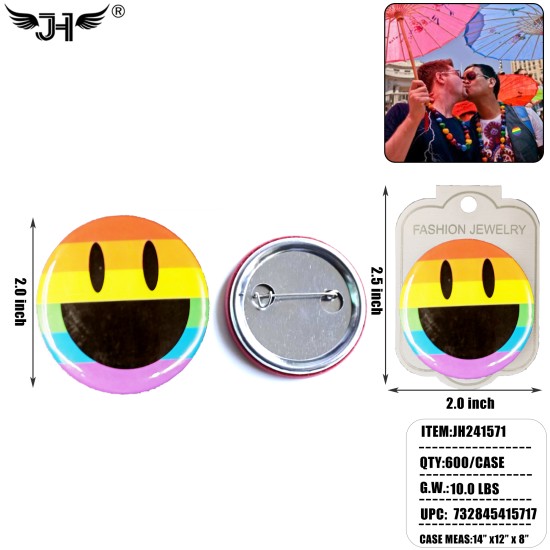 PIN -RAINBOW SMILE FACE 50DZ/CS