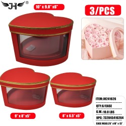 GIFT BOX  - RED HEART SHAPE 3PC SET 6SET/CS