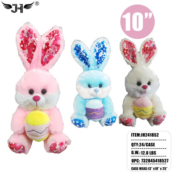 PLUSH - BUNNY WITH EASTER EGG 3 COLOR MIX 10