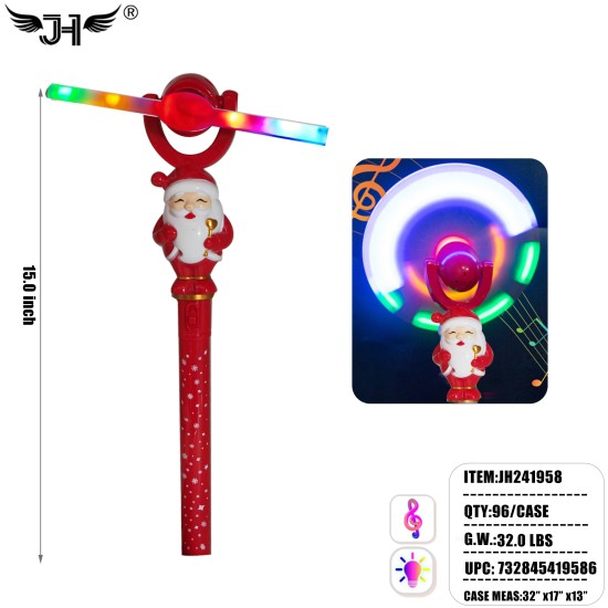 LIGHT UP WAND - SANTA CALUS MUSIC WINDMILL 4DZ/2BX/8DZ/CS