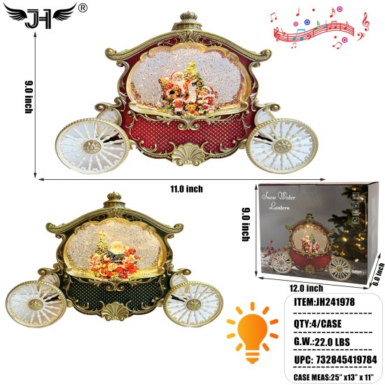 CHRISTMAS LANTERN - SNOW GLOBE SANTA L & M 4PC/CS