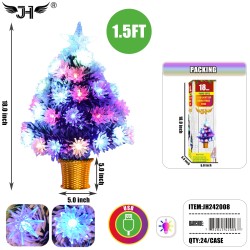 LED CHRISTMAS TREE - 1.5FT SNOWGREEN MULTI COLOR GOLD 24PC/CS