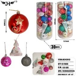 CHRISTMAS ORNAMENT BALL - 30CT 2 STYLE MIX 2.5
