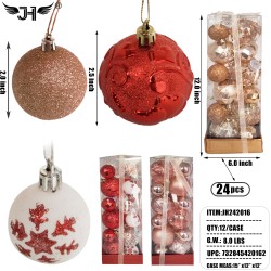 CHRISTMAS ORNAMENT BALL - 24CT 3 STYLE MIX 2.0