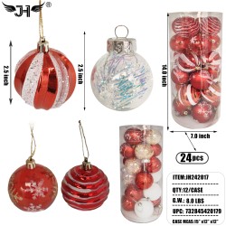 CHRISTMAS ORNAMENT BALL - 24CT 2 STYLE MIX 2.5