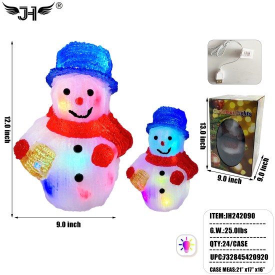 CHRISTMAS DISPLAY LED DECORATION 20 LIGHTS SNOWMAN 24PC/CS CHRISTMAS DISPLAY LED DECORATION 20 LIGHTS SNOWMAN 24PC/CS