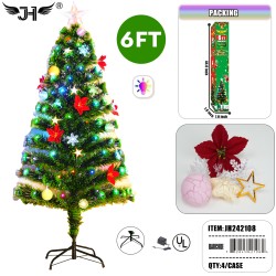 LED CHRISTMAS TREE - 6FT GREEN TREE LIGHT UP 4PC/CS