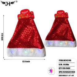 CHRISTMAS HAT - LIGHT UP RED & GOLD NET 10DZ/CS