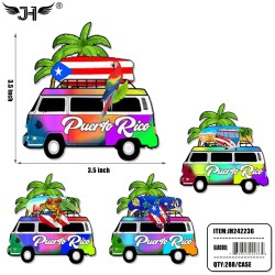 FLAG FRIDGE MAGNET - PUERTO RICO CAR 24DZ/CS