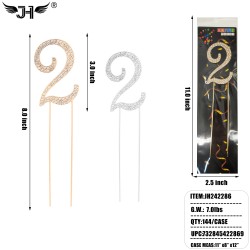CAKE TOPPER - RHINIESTONE NUMBER (2) MIX 2 COLOR 12DZ/CS