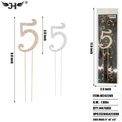 CAKE TOPPER - RHINIESTONE NUMBER (5) MIX 2 COLOR 12DZ/CS