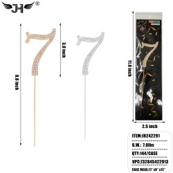 CAKE TOPPER - RHINIESTONE NUMBER (7) MIX 2 COLOR 12DZ/CS