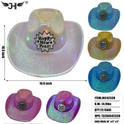 NEW YEAR HAT - LIGHT UP NEW YEAR COW BOY HAT 4DZ/CS