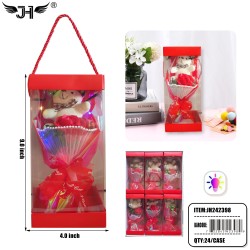 FLOWER GIFT SET - ROSES & BEAR IN GIFT BOX (6PC)4BX/CS