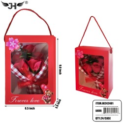 FLOWER GIFT SET - ROSES IN DISPLAY GIFT BAG 12PC/2BX/24PC/CS