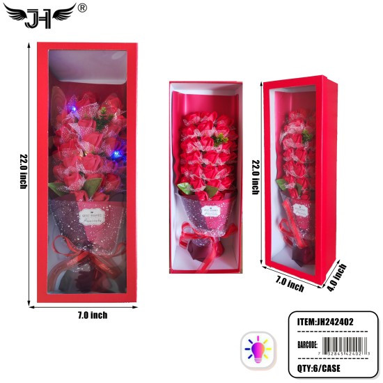 FLOWER GIFT SET - LIGHT UP ROSES IN DISPLAY GIFT BOX 6PC/CS