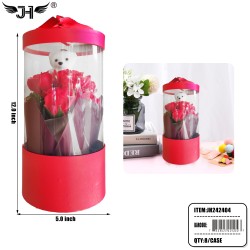 FLOWER GIFT SET - ROSE & BEAR IN GIFT BOX 8PC/CS