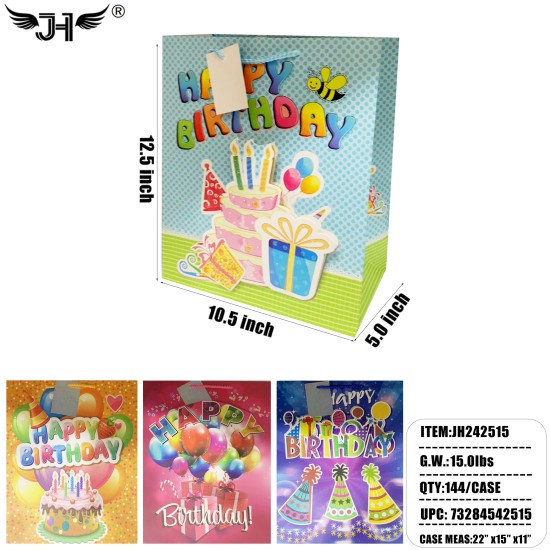 BIRTHDAY GIFT BAG - #3 SIZE M 12.5