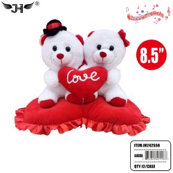 #3 TWO BEARS SEAT ON HEART PILLOW 8.5