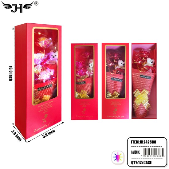 FLOWER GIFT SET - LIGHT UP ROSES & BEAR  16