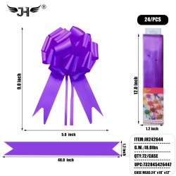 RIBBON - FLOWER BOW PURPLE COLOR 24CT (6PK) 12BG/CS