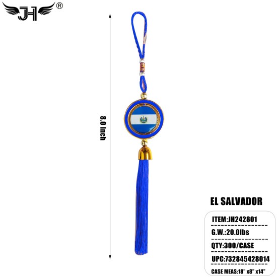 FLAG CAR MIRROR HANGING DECORATION - EL SALVADOR 25DZ/CS