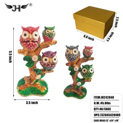 METAL JEWELRY BOX - THREE OWL ON TREE 40PC/CS