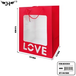 WINDOW OPEN GIFT BAG - #2 SIZE S RED LOVE 11