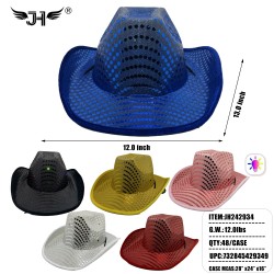 HAT - COWBOY HAT LIGHT UP MIX COLOR 4DZ/CS