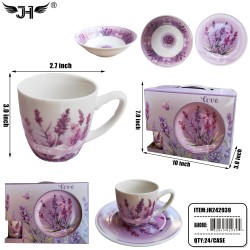 MUG GIFT SET - LAVENDER 4 DESIGNS 24PC/CS