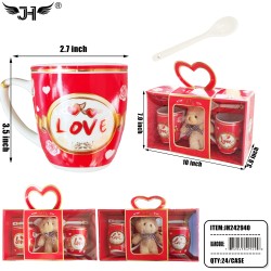 MUG GIFT SET - BEAR & 2 MUGS 4 DESIGNS 24PC/CS